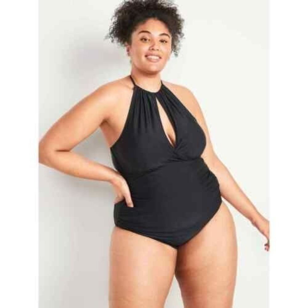 Old Navy Halter Swimsuit One Piece Blue 4X Beach Coastal Vacation Beach Flirty
